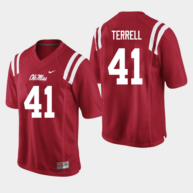 C.J. Terrell Ole Miss Rebels NCAA Men's Red #41 Stitched Limited College Football Jersey KEH8358QV